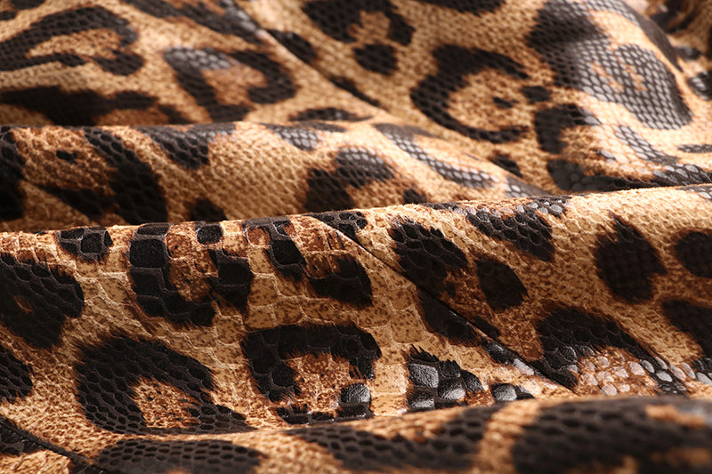 Double Breasted Leopard Leather Blazer