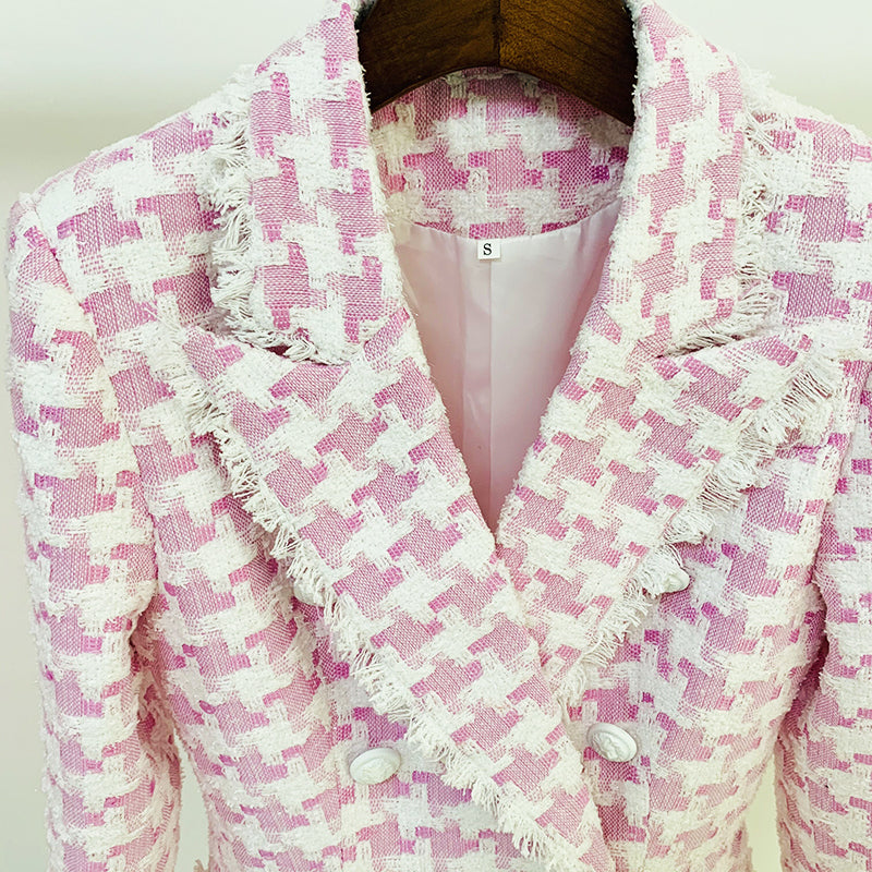 Tweed Blazer in pink and white