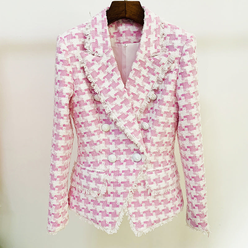 Tweed Blazer in pink and white