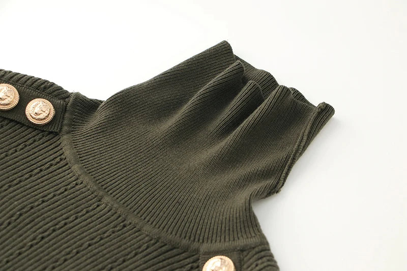 Sia Long Sleeve Wool Top in Army Green
