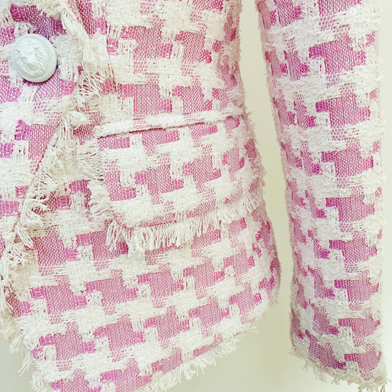 Tweed Blazer in pink and white