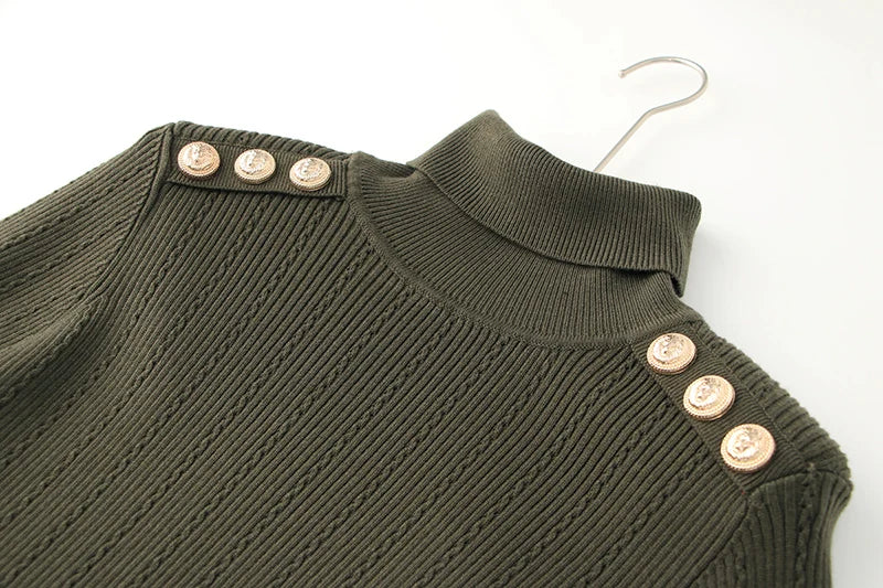 Sia Long Sleeve Wool Top in Army Green