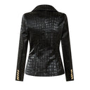 Double Breasted Black Leather Blazer