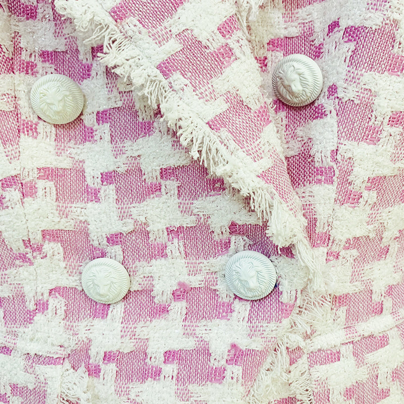 Tweed Blazer in pink and white
