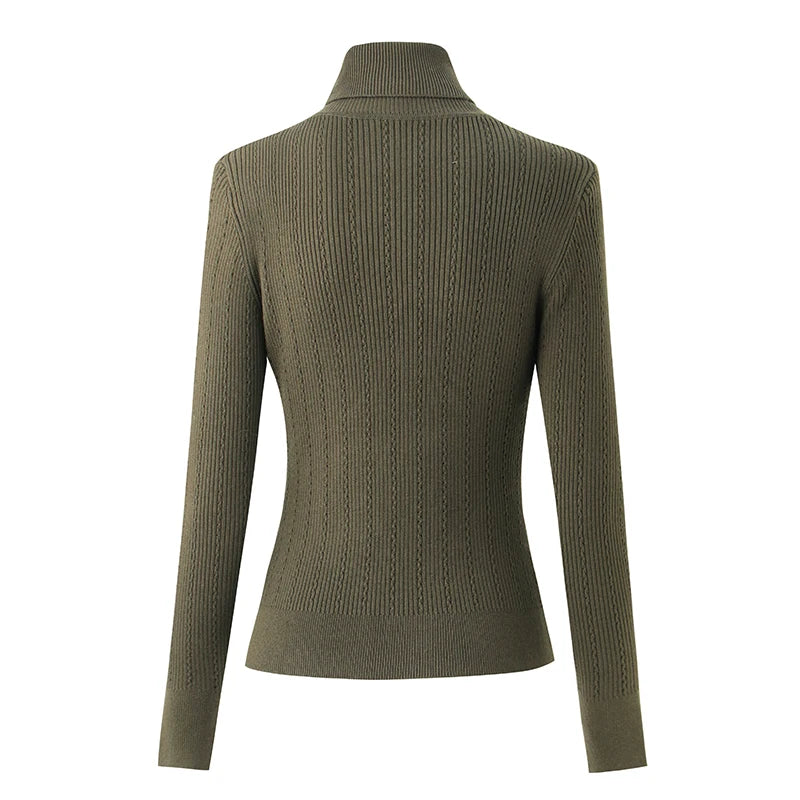 Sia Long Sleeve Wool Top in Army Green