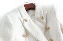 Double Breasted White Tweed Blazer
