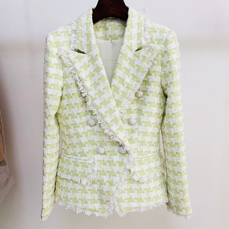 Tweed Blazer in green and white
