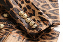 Double Breasted Leopard Leather Blazer