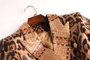 Double Breasted Leopard Leather Blazer