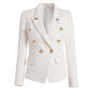 Double Breasted White Tweed Blazer