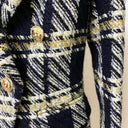 Double Breasted Navy Tweed Blazer