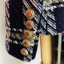 Double Breasted Navy Tweed Blazer