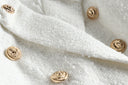Double Breasted White Tweed Blazer