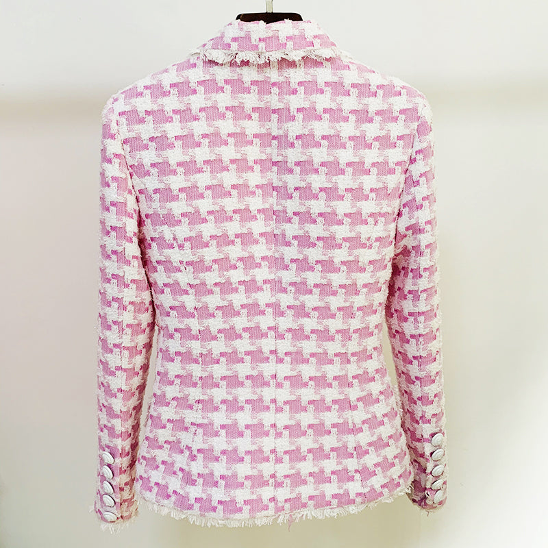 Tweed Blazer in pink and white