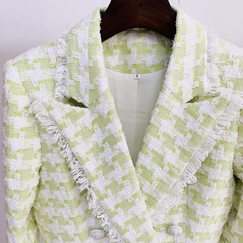 Tweed Blazer in green and white