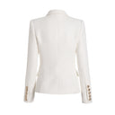 Double Breasted White Tweed Blazer