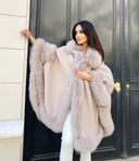 PONCHO IN CASHMERE IN PELLICCIA DI VOLPE BEIGE