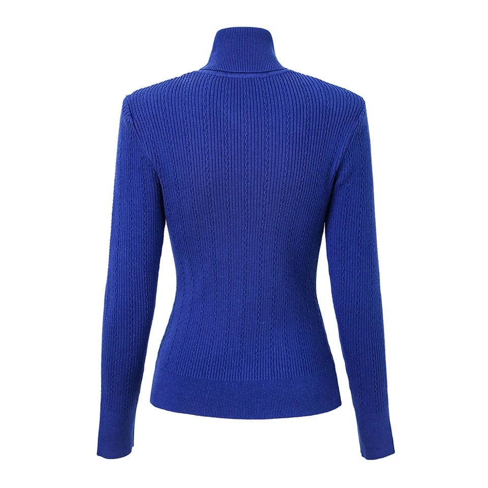 Sia Long Sleeve Wool Top in Royal Blue