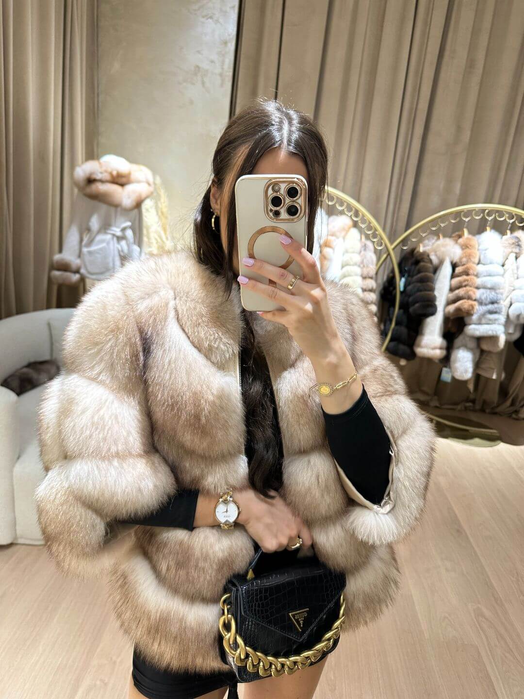 Luxy Fox Fur Genuine Leather Jacket
