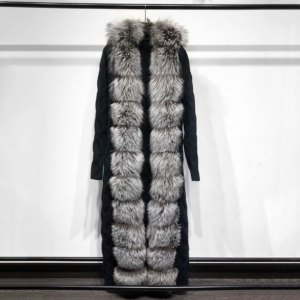 Fox Fur Cashmere/Knit Cardigan in black