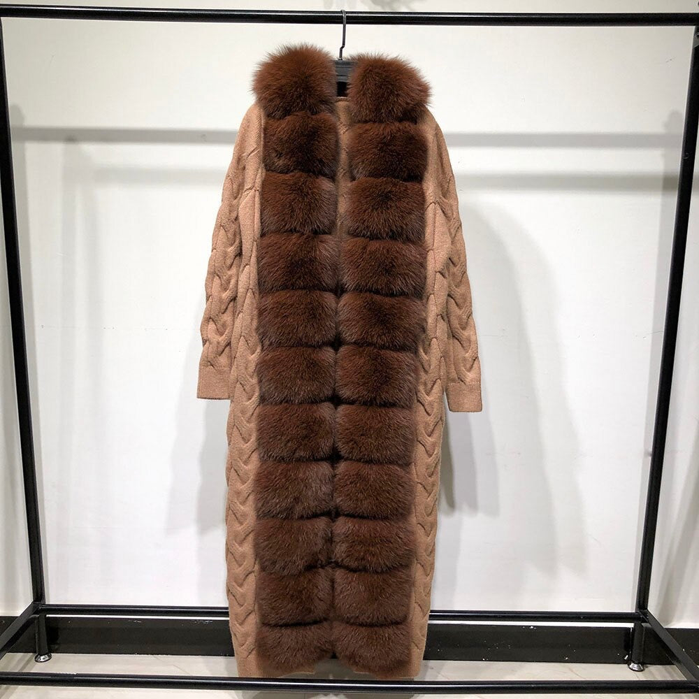 Fox Fur Cashmere/Knit Cardigan in brown