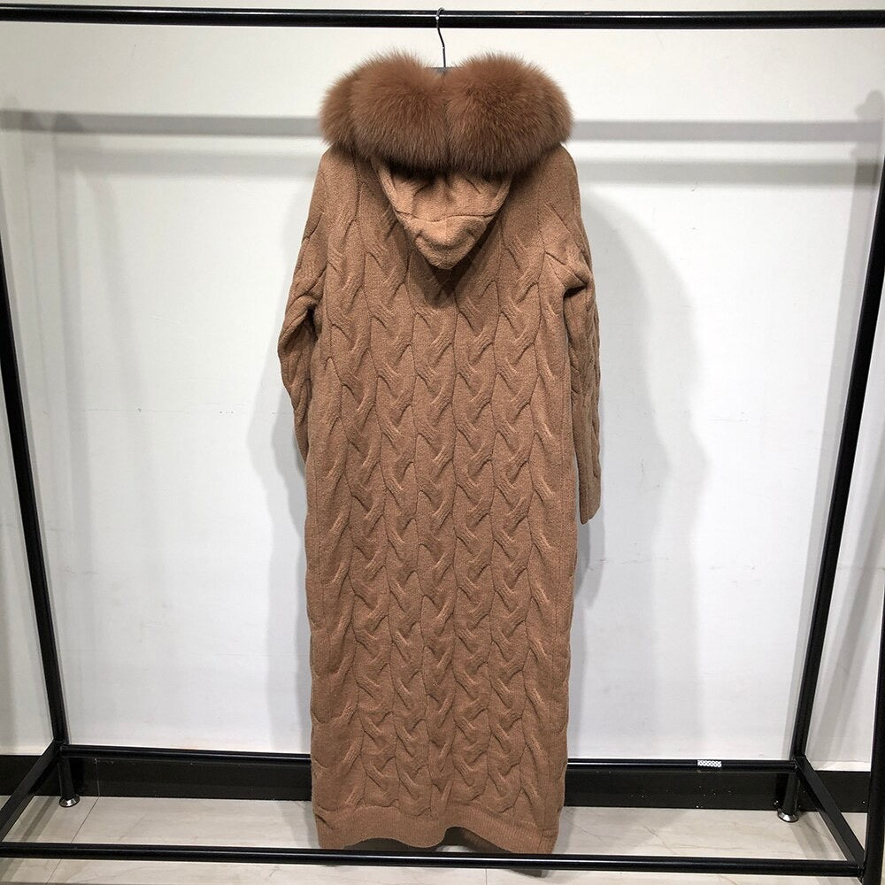 Fox Fur Cashmere/Knit Cardigan in brown