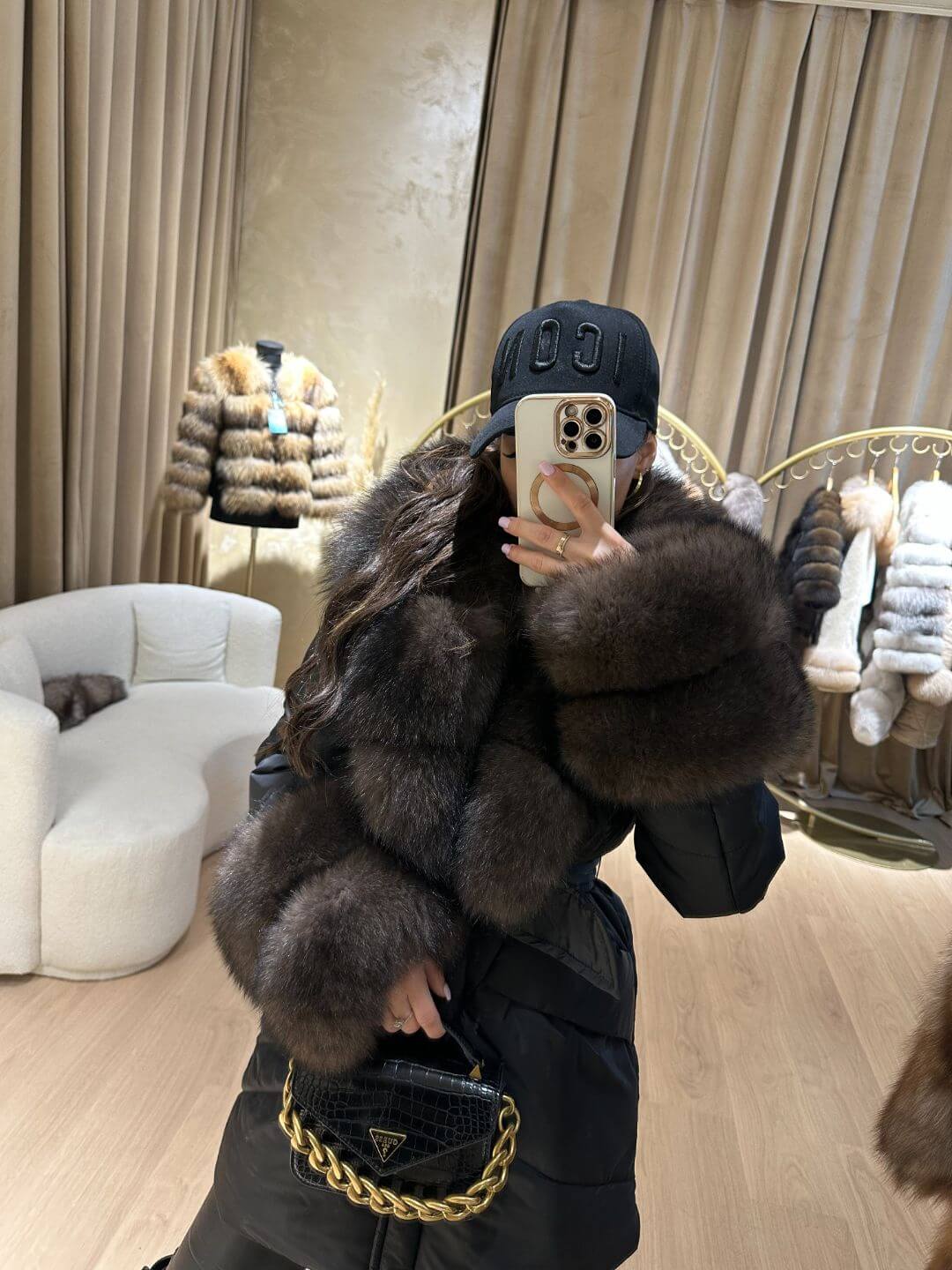Icon Black Parka Fox Fur Jacket