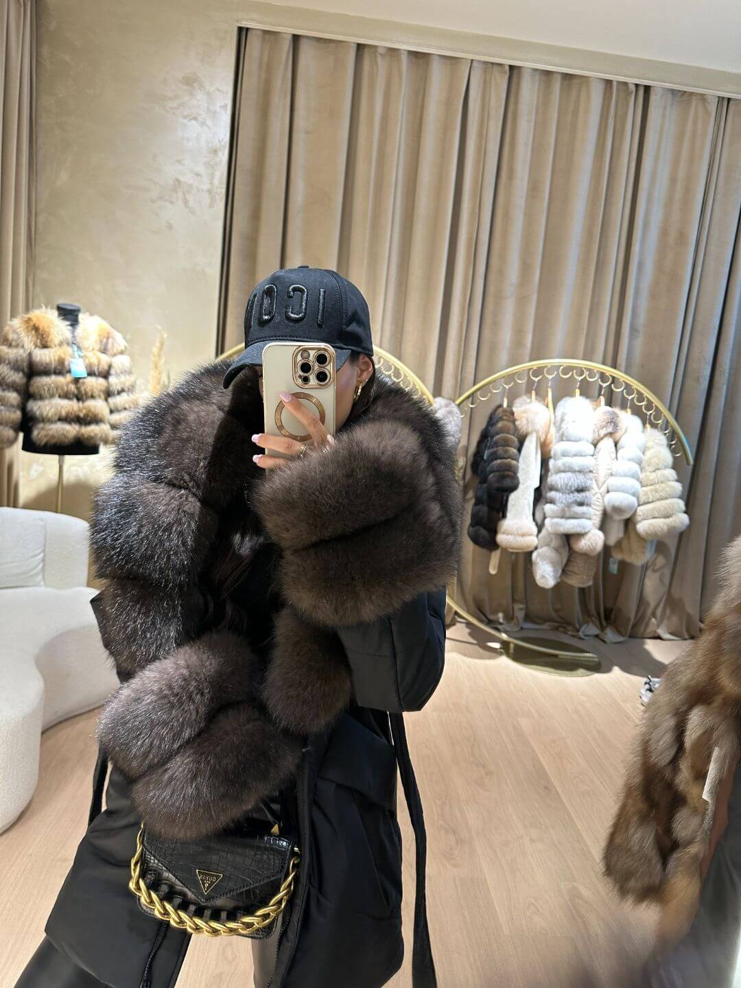 Icon Black Parka Fox Fur Jacket
