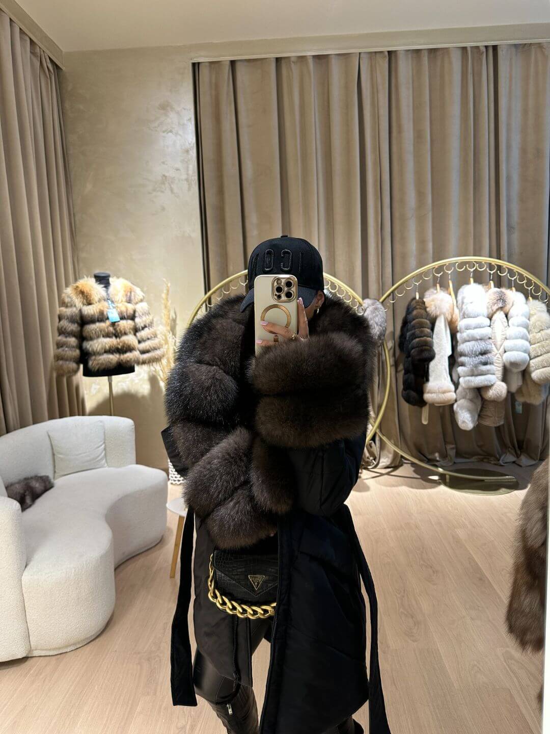 Icon Black Parka Fox Fur Jacket