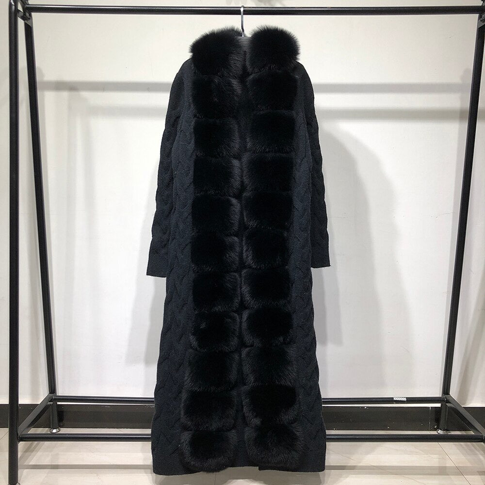 Fox Fur Cashmere/Knit Cardigan in black