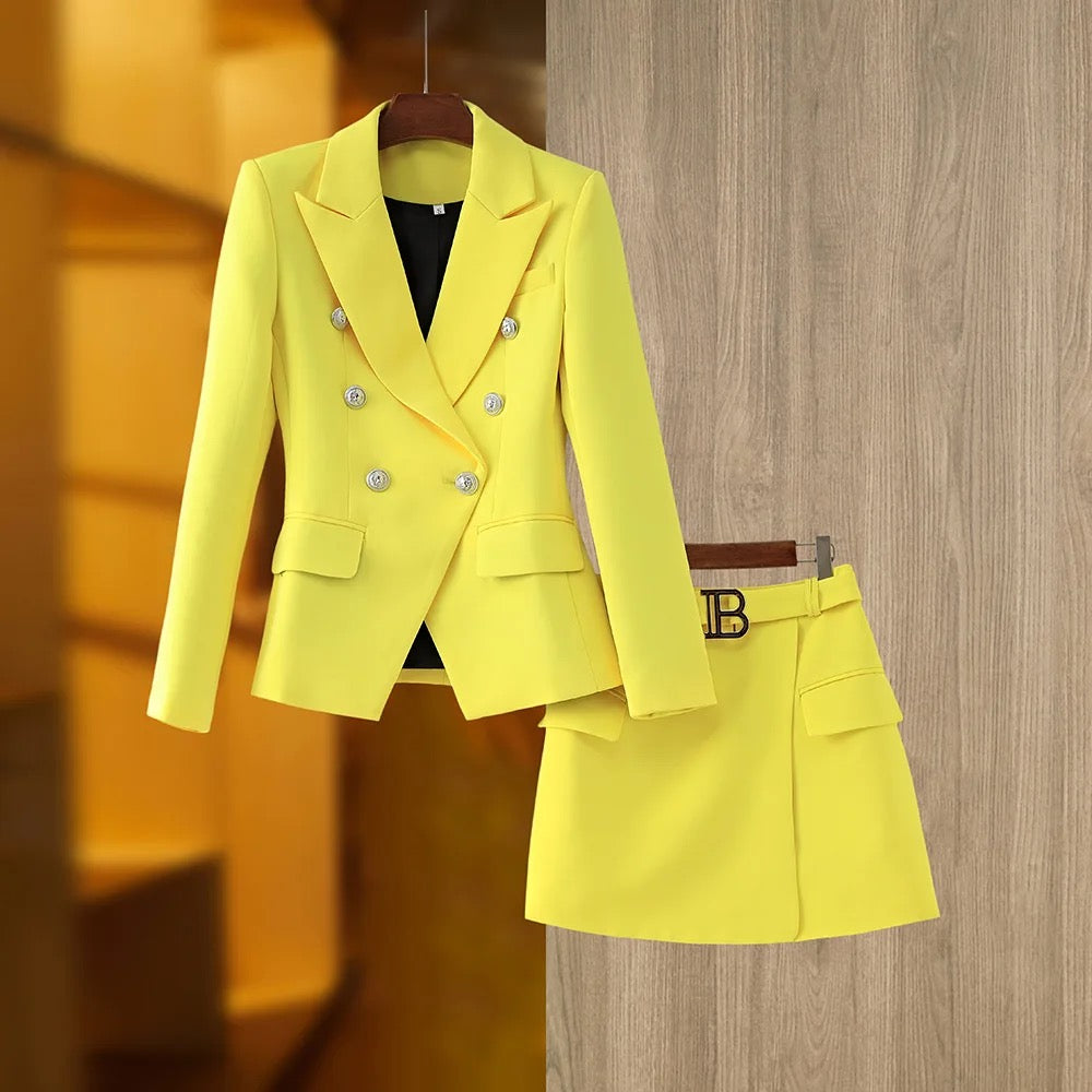 Two-Piece Skirt Set in yellow