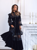 Vestido Isabella de terciopelo y encaje patchwork 