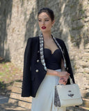 BLAZER DOPPIOPETTO IN NERO CON STRASS 