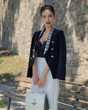 BLAZER DOPPIOPETTO IN NERO CON STRASS 