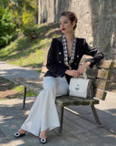 Double Breasted Blazer in Black with Rhinestones
