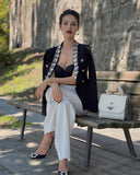 BLAZER DOPPIOPETTO IN NERO CON STRASS 