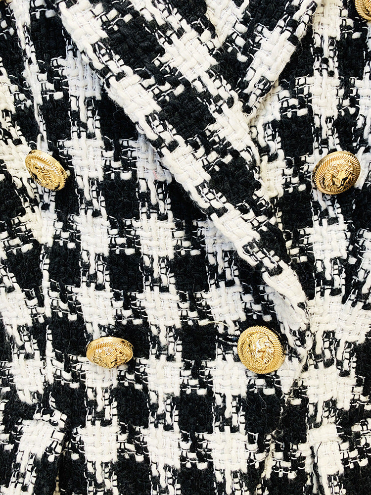 Double Breasted B/W Tweed Blazer