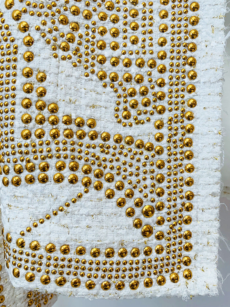White Embellished Tweed Blazer