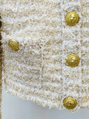 Double Breasted Golden Tweed Blazer