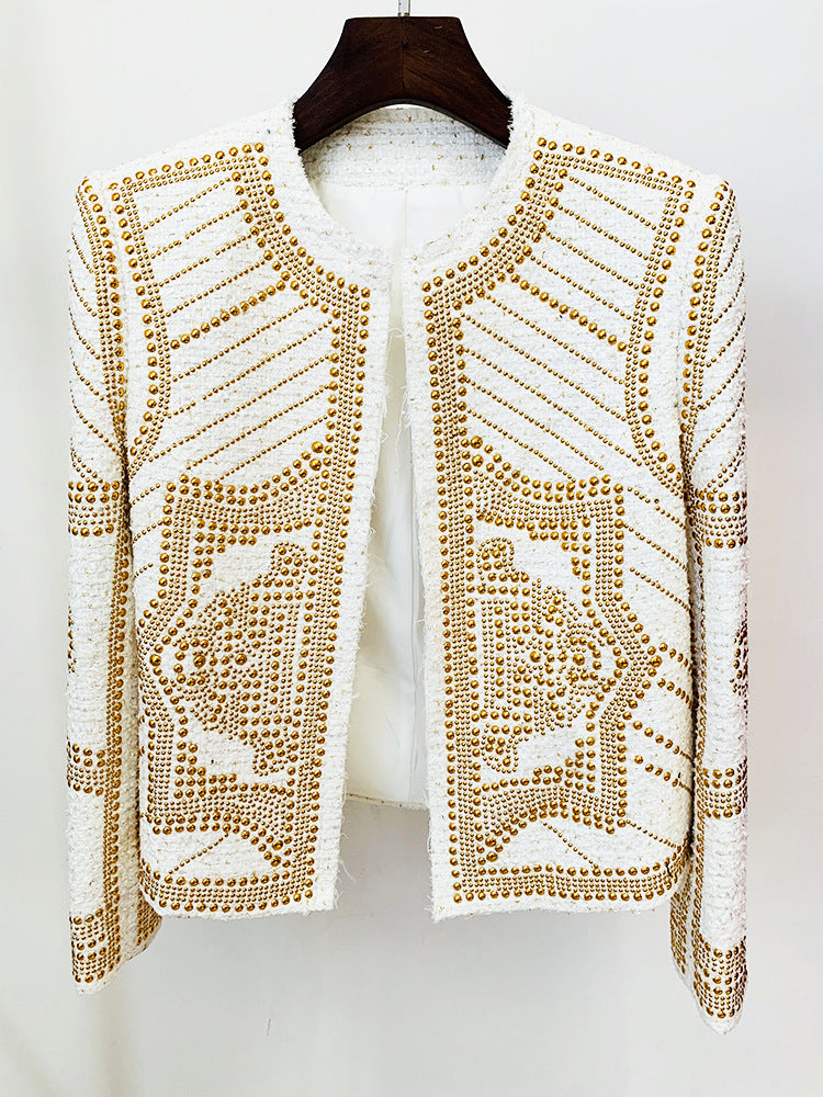 White Embellished Tweed Blazer