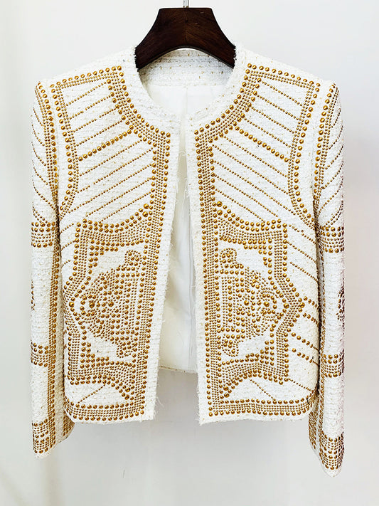 White Embellished Tweed Blazer