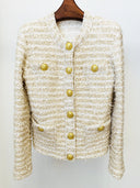 Double Breasted Golden Tweed Blazer