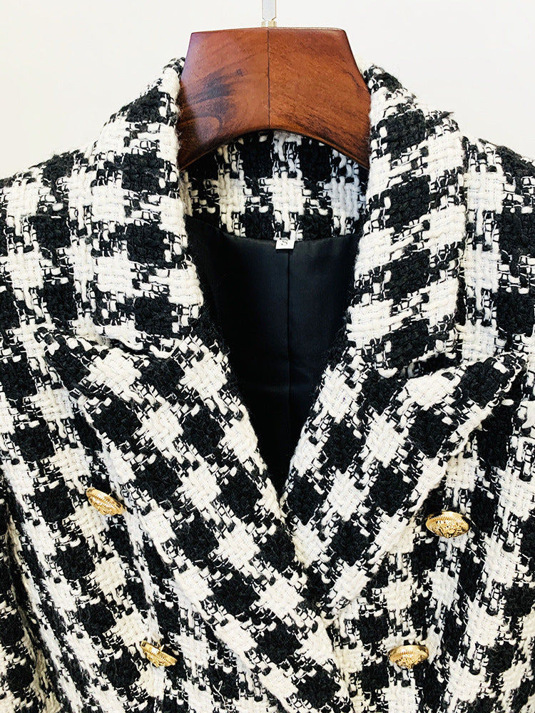 Double Breasted B/W Tweed Blazer