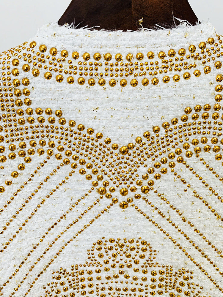 White Embellished Tweed Blazer
