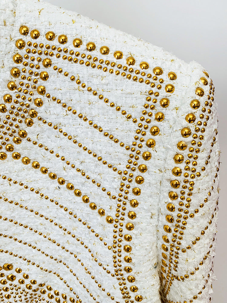 White Embellished Tweed Blazer