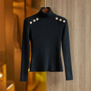 Top Sia in lana a maniche lunghe in nero