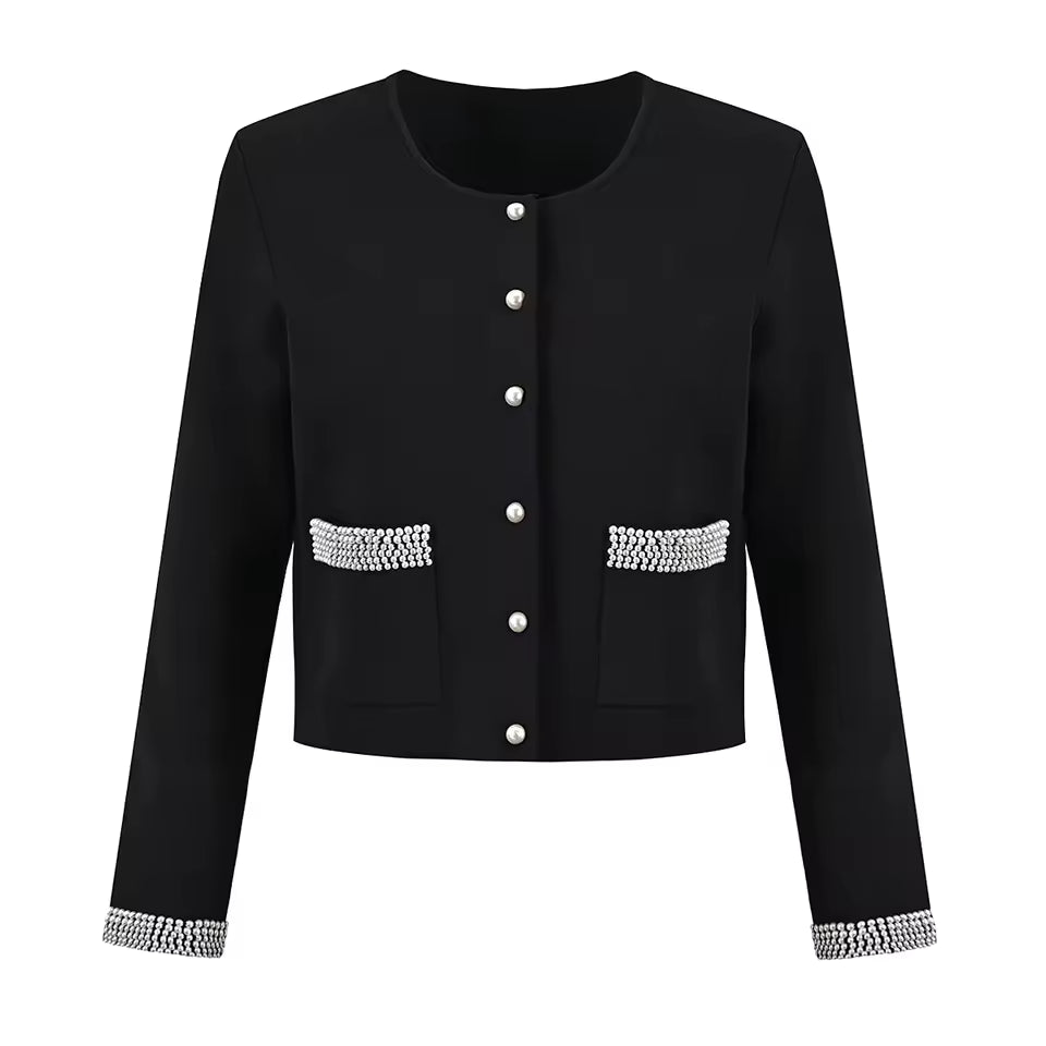 Pearl Edge Knitted Long Sleeve Top & Slim Fit Sleeveless Dress Set