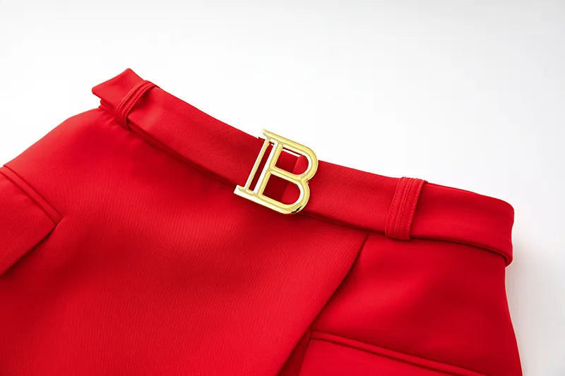 Two-Piece Skirt Set in red