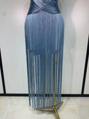 Ice Blue Fringe Bandage Dress