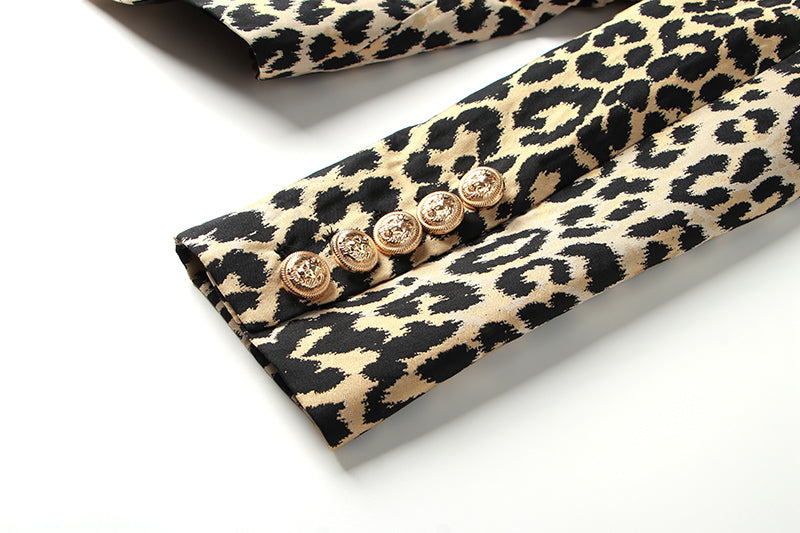Double Breasted Leopard Trendy Blazer